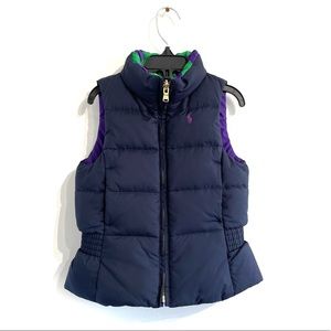 Ralph Lauren Kids Navy and Purple Puffer Vest